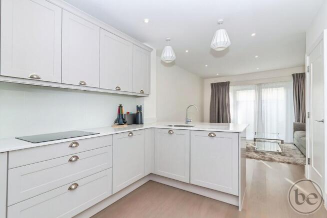 Kitchen onto living room
