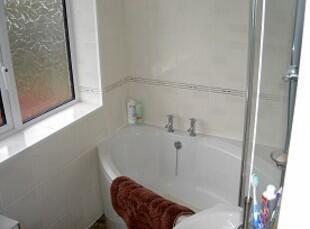 Shaped bath with Shower