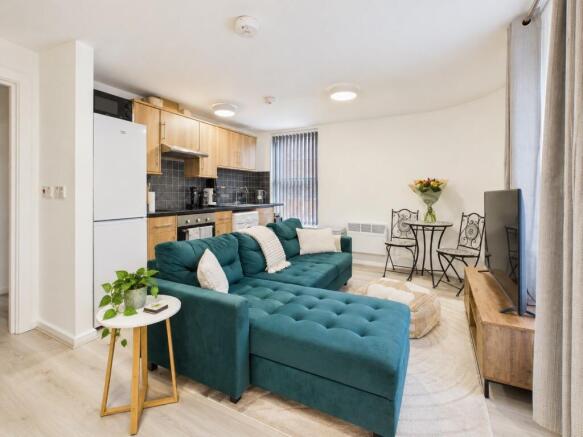 Teal Sofa Open-Plan Interior