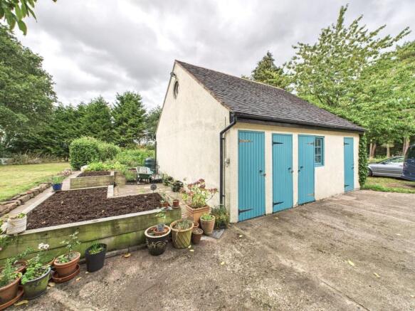 garage and vegetable garden