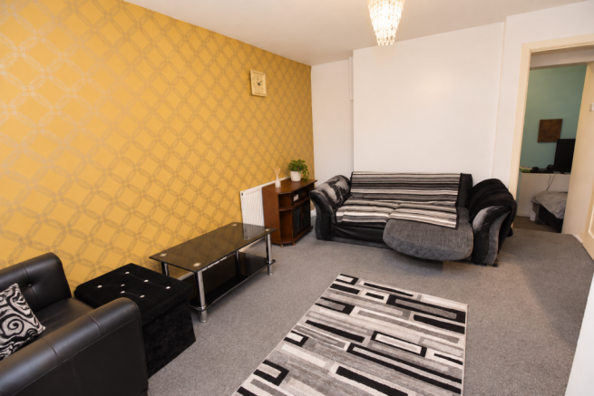 Modern Mustard Feature Wall Living Room