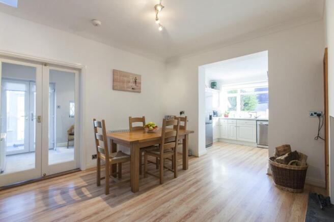 Dining room and kitchen area