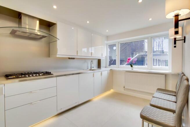 Sleek modern kitchen with ample counter space...