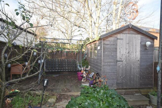 Garden deck & shed.