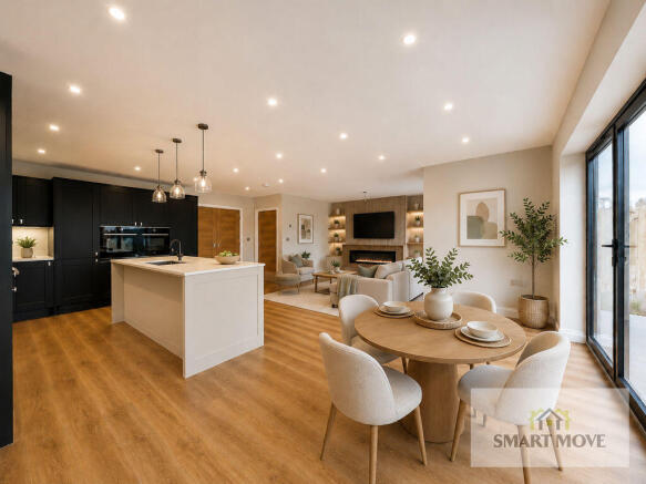 Virtually Staged Kitchen Family Room