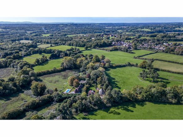 Warren Cottage and some of Ardingly village surrounded by public footpathed open countryside