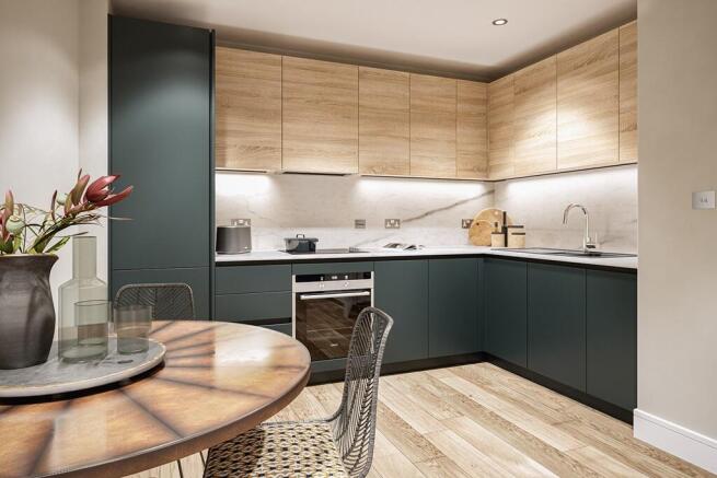 Open plan kitchen/dining area allows for warm, relaxed hosting