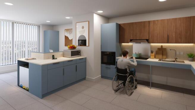 Bright, modern kitchen with a wheelchair-access...