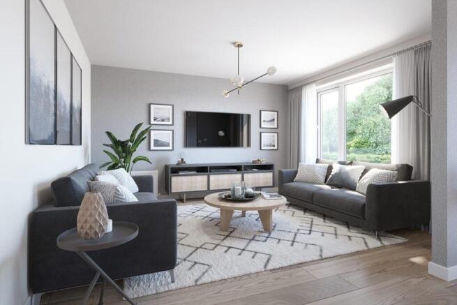 The large window floods the lounge with natural light