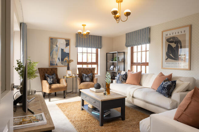 Internal shot of the living room in conwy show home