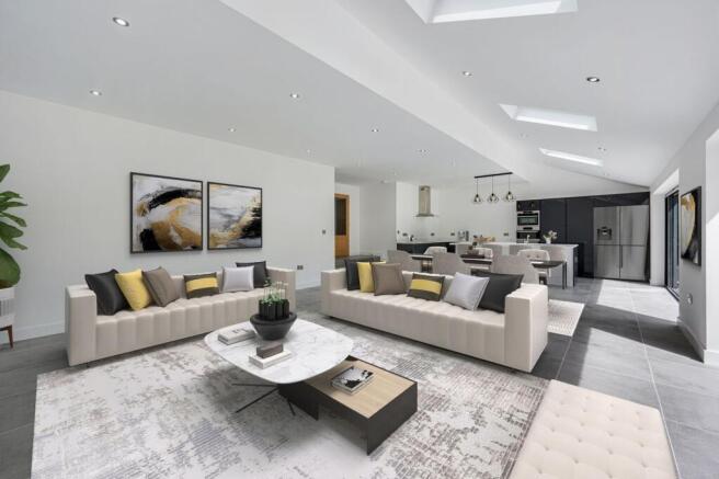 Virtually Staged Open Plan Kitchen / Dining/ Living Room