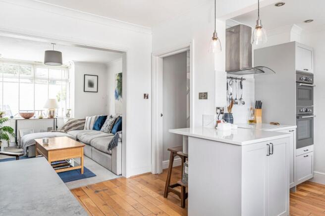 Kitchen into living room