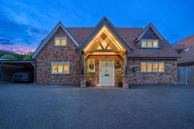 Twilight of front elevation
