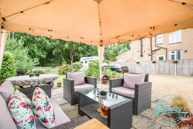 Patio with garden beyond