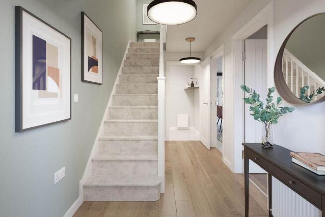 Bright hallway and convenient cloakroom