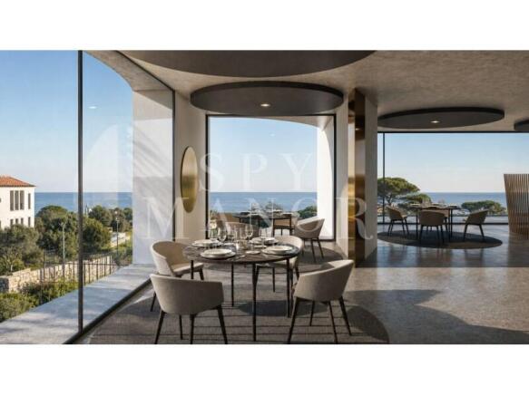 Luxury restaurant project in Ferragudo Algarve. Modern interior design with large windows, ocean views near Caneiros Beach.