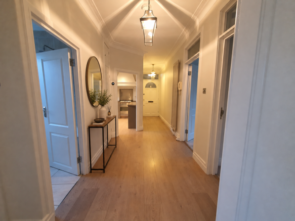 Hallway with Console and Greenery