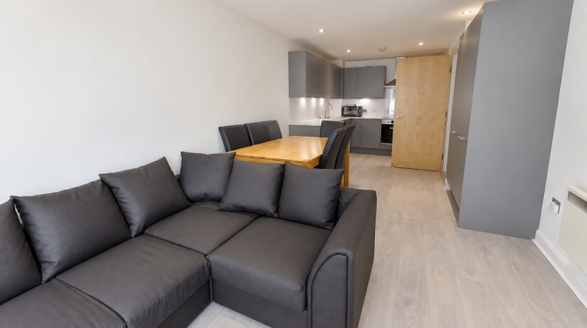 Bright Minimalist Open-Plan Living Space