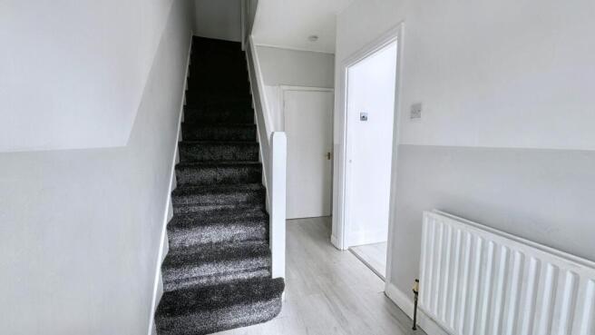Bright and modern hallway with stylish flooring...