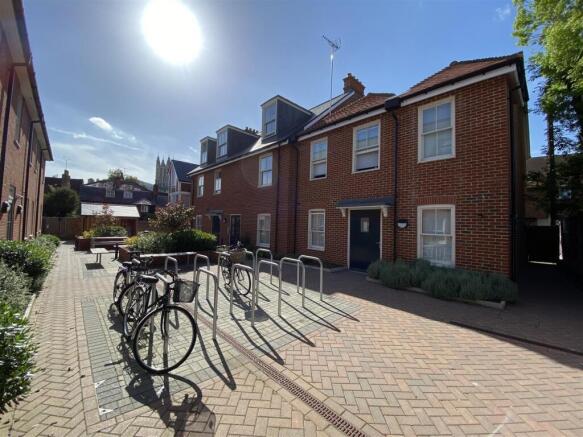 Modern brick house with secure bike parking....