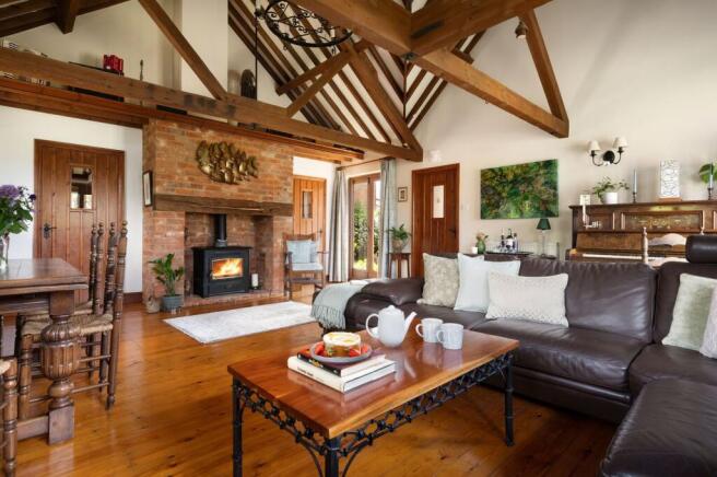 Living Room with Fireplace Lit