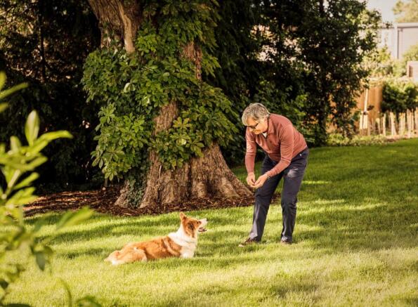 Outside with dog