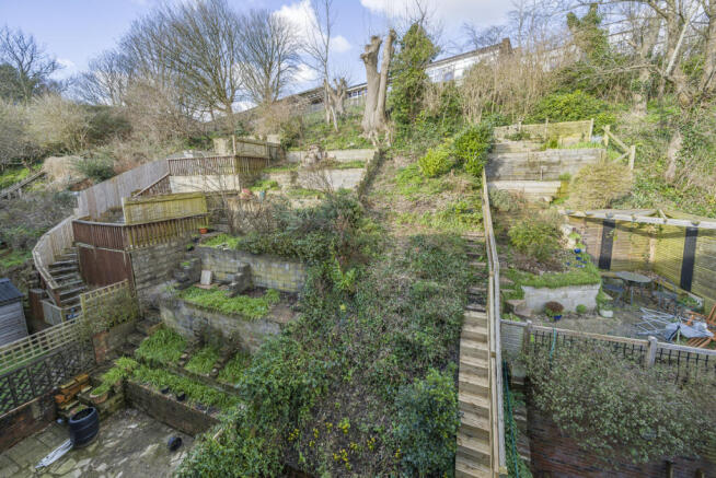 Rear garden and examples of terracing of neighbours gardens