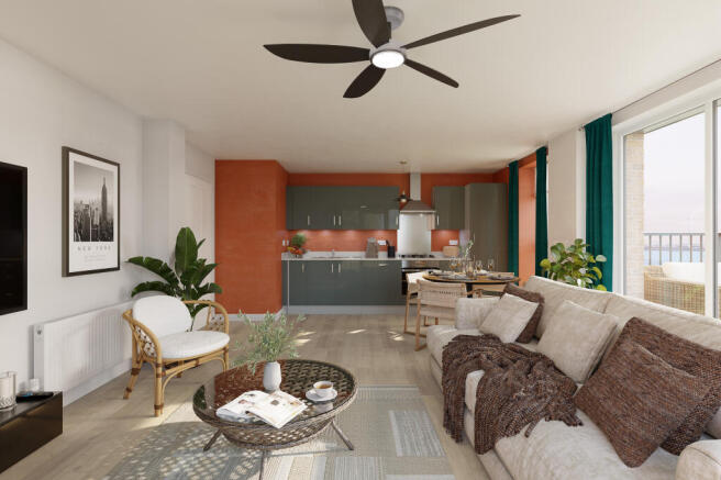 MEM129 Cable Wharf - Apartment 2A Living-Kitchen -