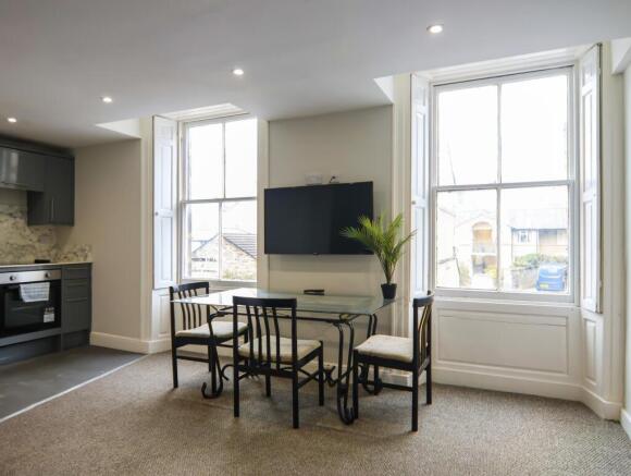 Open-plan living, dining and kitchen