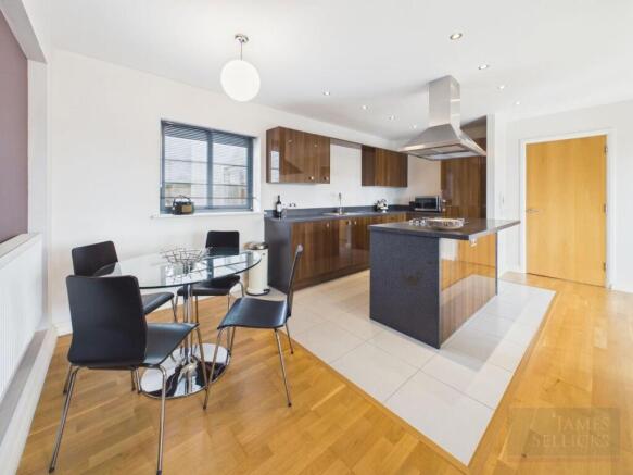 Open-plan kitchen, dining and living area