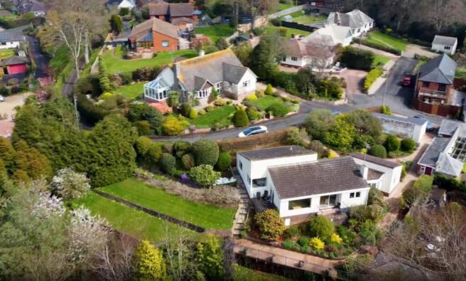 Overall drone shot of property