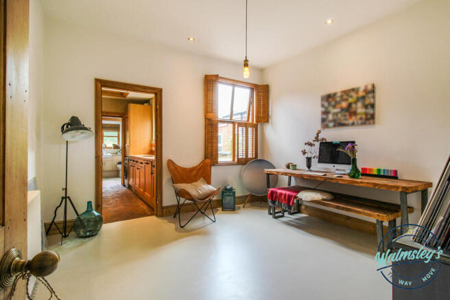 Dining room with garden beyond