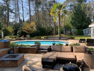 Large patio with gas fire pit