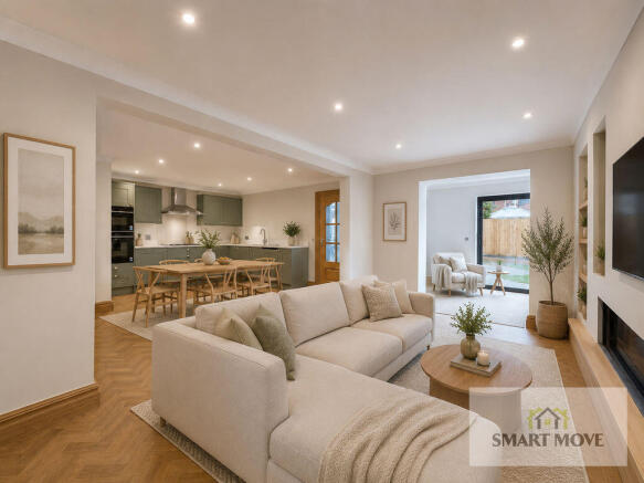 Kitchen Family Room - Virtually Staged