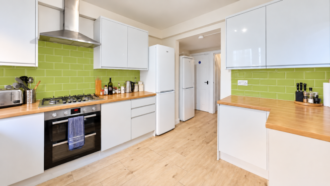 Bright Modern Lime-Green Galley Kitchen