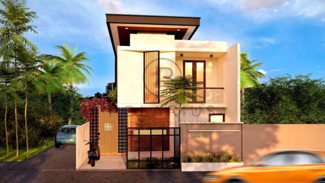 Modern two-story house with a minimalist design, f