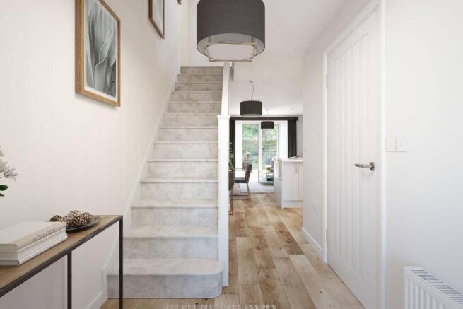 Bright hallway with under stair storage