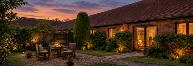 Chestnut Cottage Courtyard at Twilight