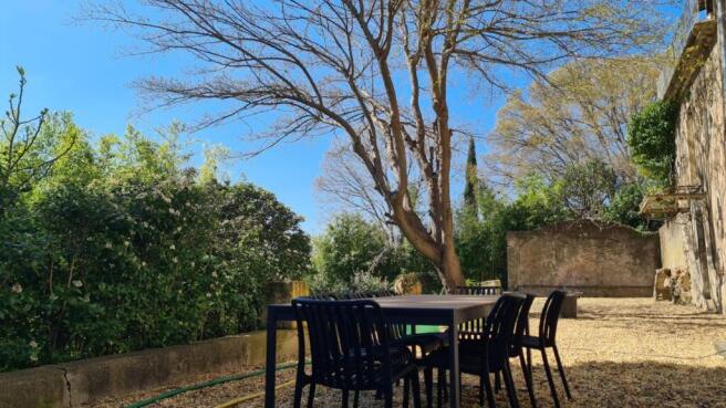 terrasse devant la cuisine hiver