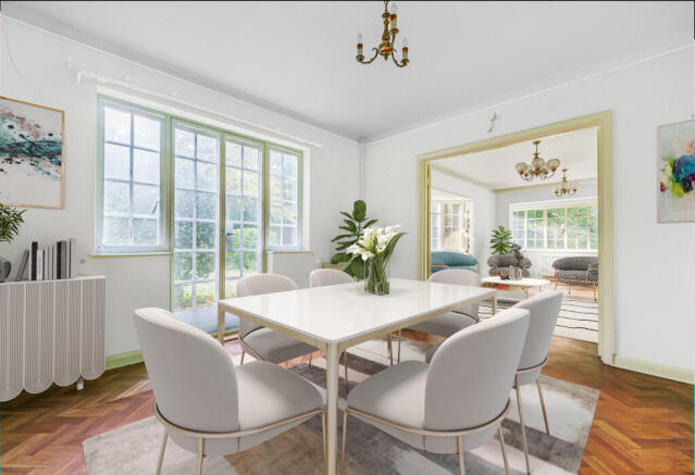 Virtual staging shot of dining/reception room
