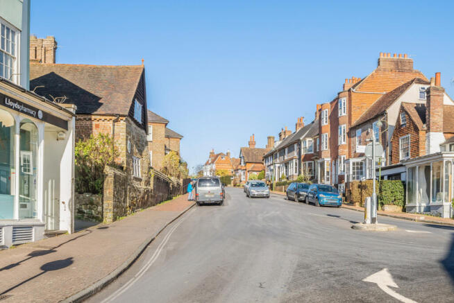 View of Cuckfield high street from outside the front door of the cottage