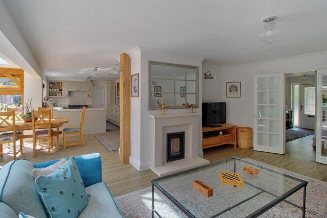 Wood-burning stove and double doors