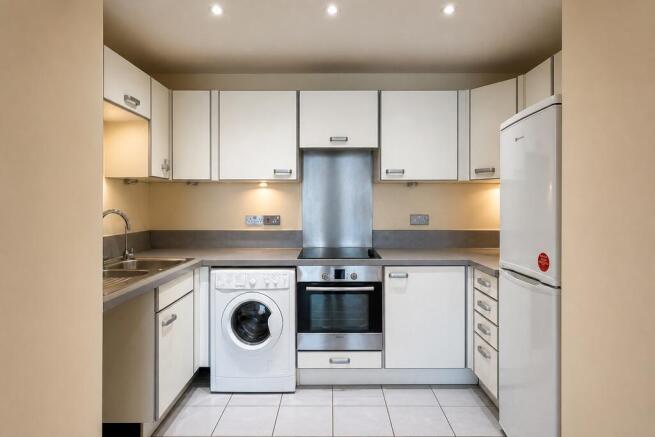 Sleek fully equipped kitchen with appliances...