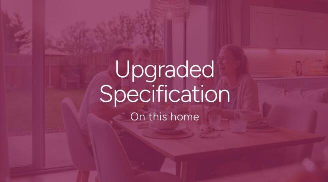 The image displays an icon of a house with the text "Upgraded Specification" and "On this home" belo