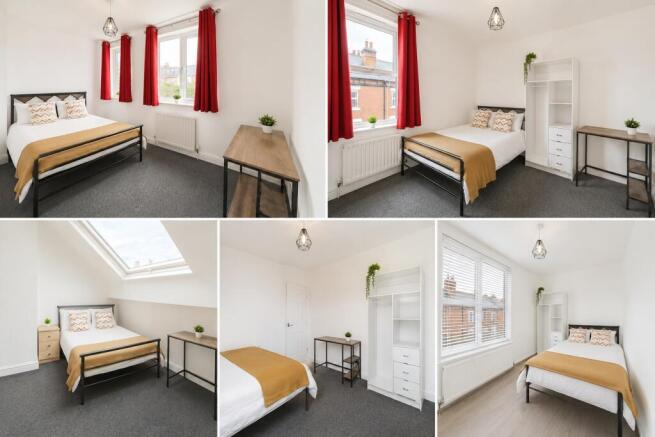 Bright modern bedrooms with study desks and sto...