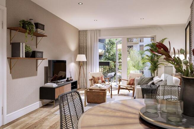 A flexible open plan living area which doubles up as a home office