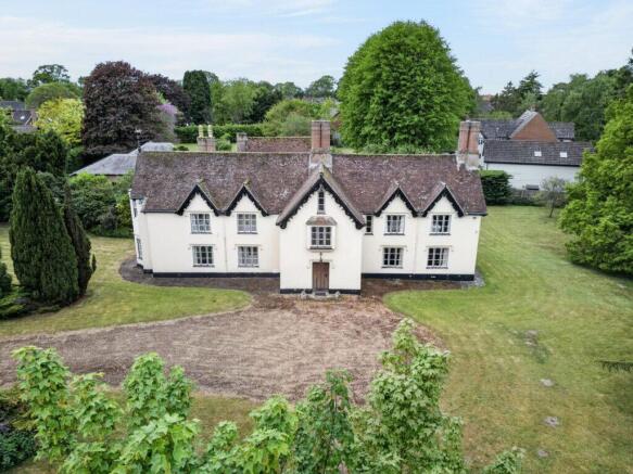 Aerial view of The Priory Suffolk showing front el