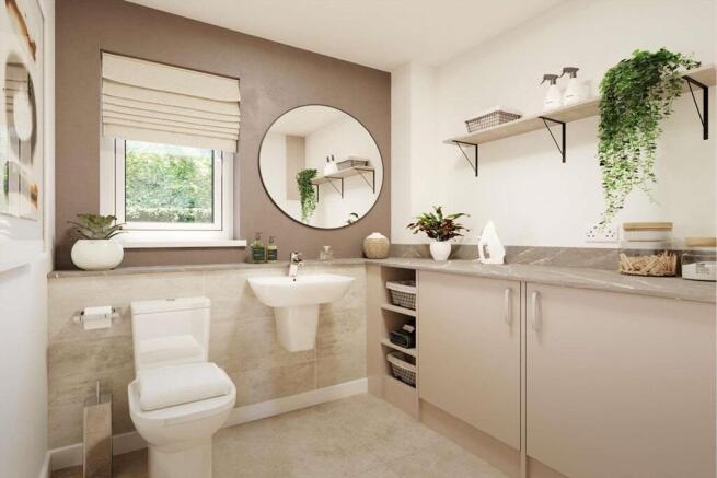 Combined downstairs toilet and laundry room