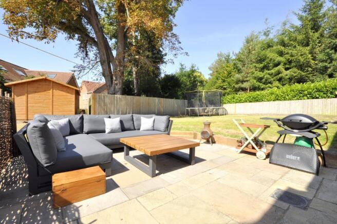 Recently extended Indian sandstone patio
