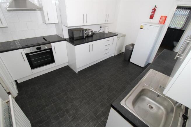 Modern kitchen with ample counter space...